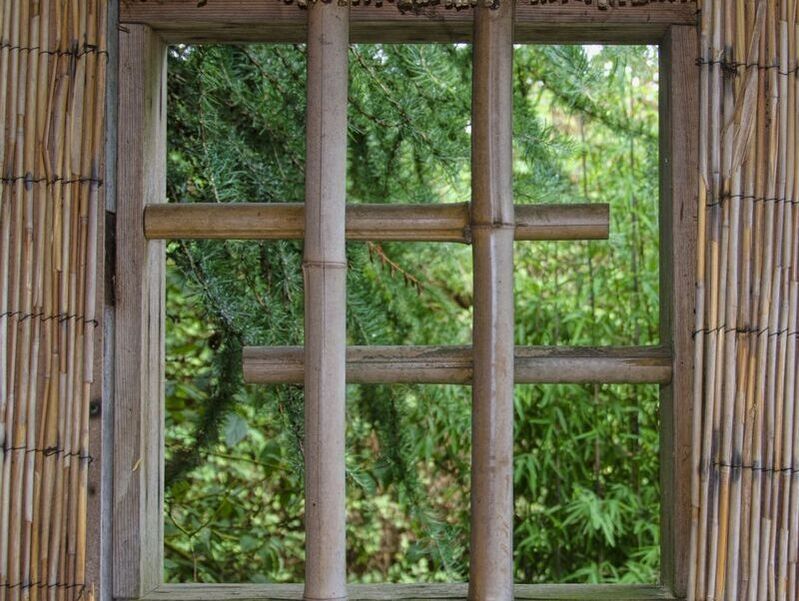 Asian style bamboo window