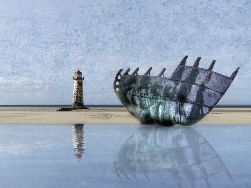 Lighthouse and shipwreck