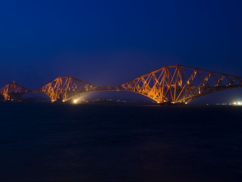 Forth Rail Bridge by night, Scotland