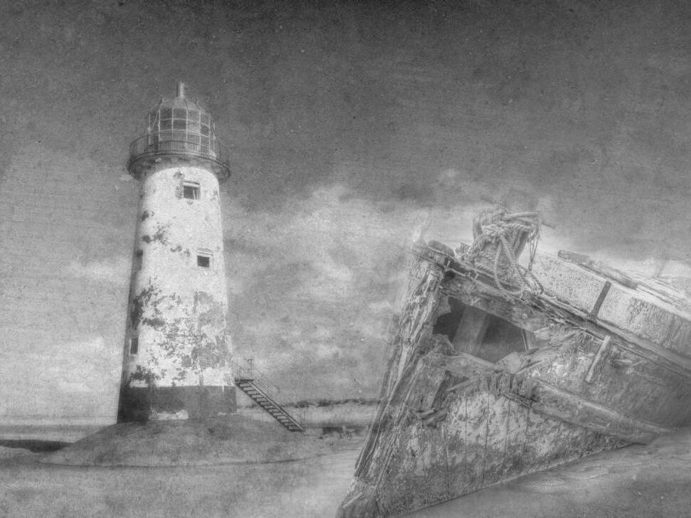lighthouse and shipwreck