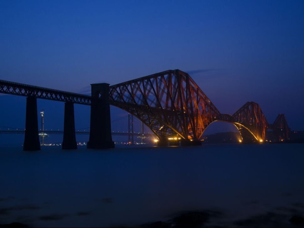 Forth Rail bridge by night, Scotland