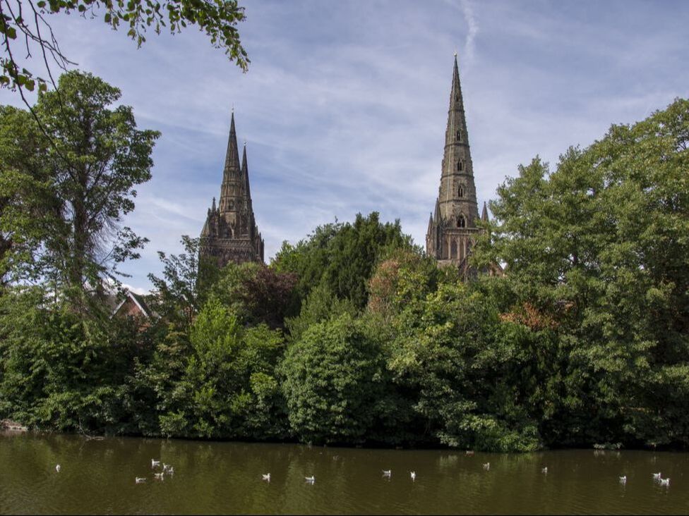 view of Lichfield cathedral, Staffordshire